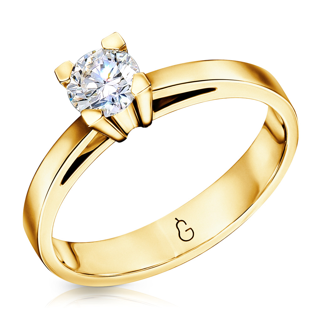 Кольцо помолвочное из желтого золота с бриллиантом 45519136160